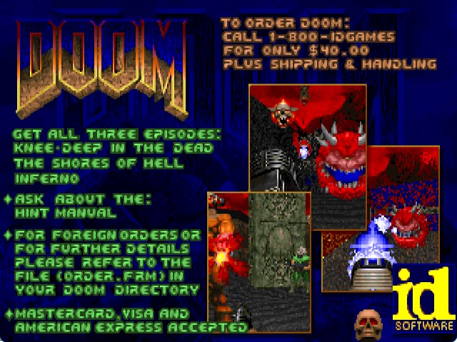 How to order the full version of DOOM, according to a screen found in the game's shareware version.
