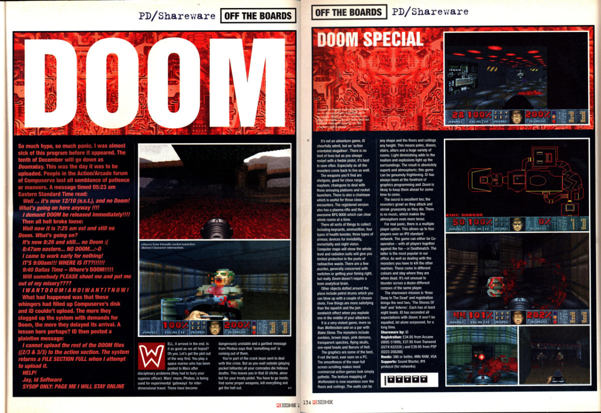 PC Zone's feature on the DOOM launch.